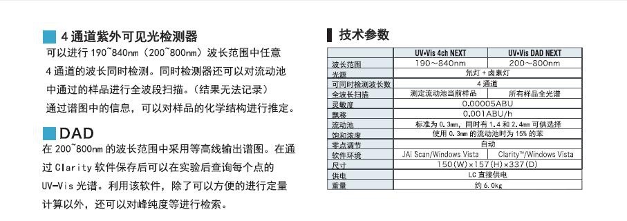 紫外四通道检测器 UV-4ch DAD Detector